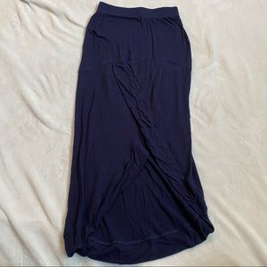 Navy maxi skirt with asymmetrical hem line